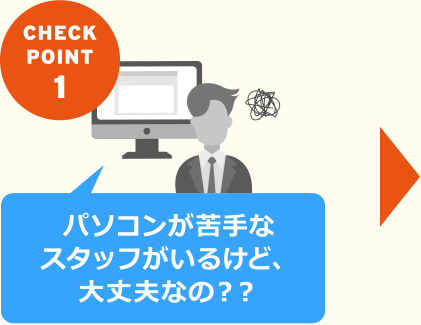 【CHECK POINT 1】パソコンが苦手なスタッフがいるけど、大丈夫なの？？