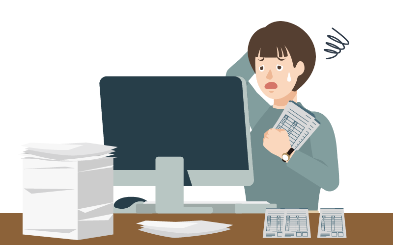 集計作業で困っている女性